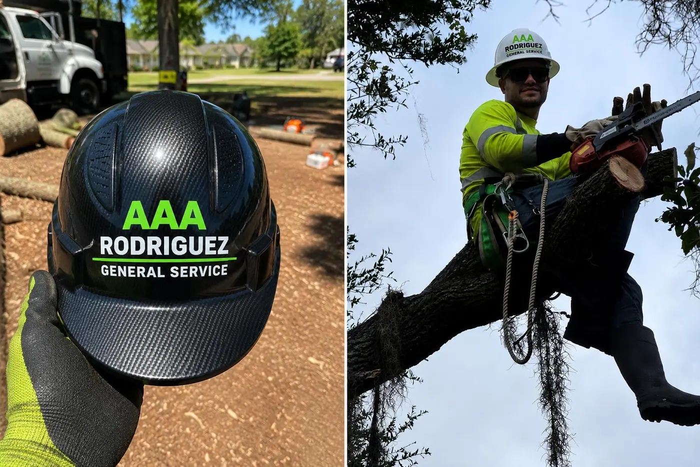 Trabajador realizando servicio de árbol
